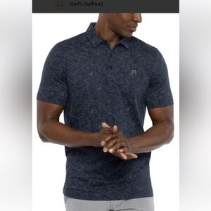 Travis Mathew Monstera Print Golf Polo Shirt in Total Eclipse